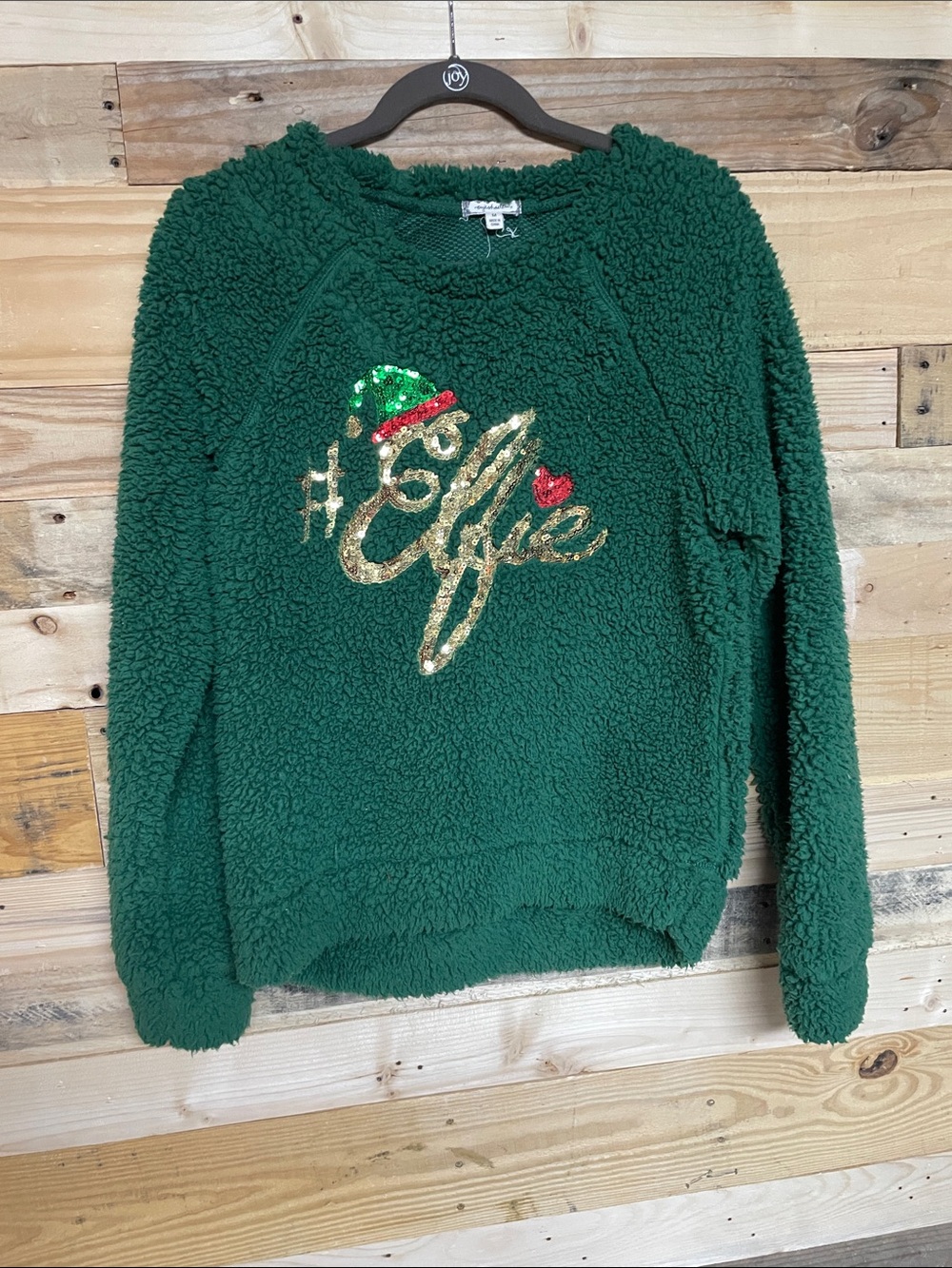 Eyeshadow size Medium Green Christmas Festive Super Soft Sherpa Sweatshirt